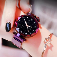 Luxury Starry Sky Women Watches Rose Gold Bracelet Magnet Mesh Band Rhinestones Quartz Wristwatch Ladies Female Diamond Watch