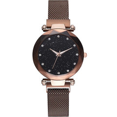 Luxury Starry Sky Women Watches Rose Gold Bracelet Magnet Mesh Band Rhinestones Quartz Wristwatch Ladies Female Diamond Watch