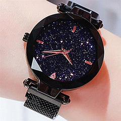 Luxury Starry Sky Women Watches Rose Gold Bracelet Magnet Mesh Band Rhinestones Quartz Wristwatch Ladies Female Diamond Watch