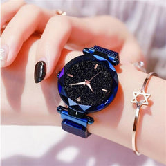 Luxury Starry Sky Women Watches Rose Gold Bracelet Magnet Mesh Band Rhinestones Quartz Wristwatch Ladies Female Diamond Watch