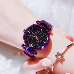 Luxury Starry Sky Women Watches Rose Gold Bracelet Magnet Mesh Band Rhinestones Quartz Wristwatch Ladies Female Diamond Watch