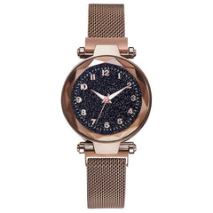 Luxury Starry Sky Women Watches Rose Gold Bracelet Magnet Mesh Band Rhinestones Quartz Wristwatch Ladies Female Diamond Watch