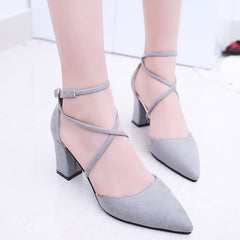 2019 Sandalias femeninas high heels Autumn Flock pointed sandals sexy high heels female summer shoes Female sandals mujer s040