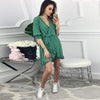 DICLOUD Short Women Dress Ruffle Print Polka Dot Sexy Beach Wrap Dress Vintage Half Sleeve Summer Party Mini Dresses Vestidos