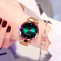 Luxury Rose Gold Women Watches Fashion Diamond Ladies Starry Sky Magnet Watch Waterproof Female Wristwatch For Gift Clock 2019