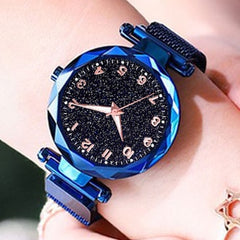 Luxury Starry Sky Women Watches Rose Gold Bracelet Magnet Mesh Band Rhinestones Quartz Wristwatch Ladies Female Diamond Watch