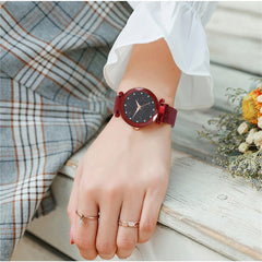 Women Starry Sky Watch Luxury Magnetic Buckle Mesh Band Quartz Wristwatch Female Rose Gold Diamond Watches zegarek damsk