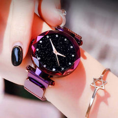 Women Starry Sky Watch Luxury Magnetic Buckle Mesh Band Quartz Wristwatch Female Rose Gold Diamond Watches zegarek damsk