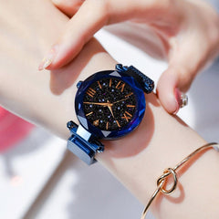 Women Starry Sky Watch Luxury Magnetic Buckle Mesh Band Quartz Wristwatch Female Rose Gold Diamond Watches zegarek damsk