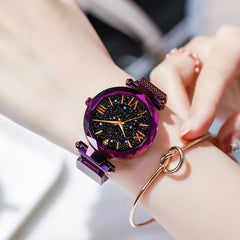 Women Starry Sky Watch Luxury Magnetic Buckle Mesh Band Quartz Wristwatch Female Rose Gold Diamond Watches zegarek damsk