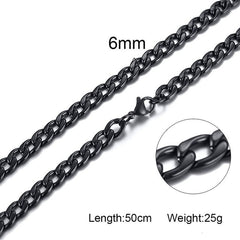 Silver Gold Filled Solid Necklace Curb Chains Link Men Choker Stainless Steel Male Female Accessories Fashion