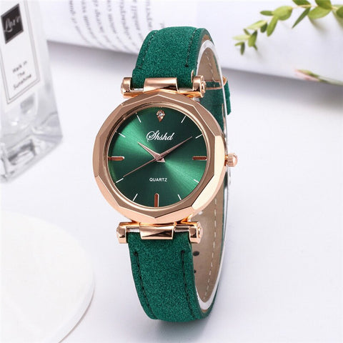 Fashion Women Leather Casual Watch Luxury Analog Quartz Crystal Wristwatch Fashion Casual Female Wristwatch Luxury 2019 Dress#A