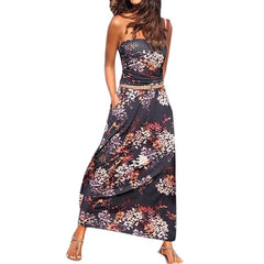 Dress 2019Top Womens Bandeau Holiday Off Shoulder Long Dress Ladies Summer Solid Sundress Vestidos Robe Femme