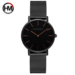 Japan Quartz Movement High Quality 36mm hannah Martin Women Stainless Steel Mesh Rose Gold Waterproof Ladies Watch Dropshipping