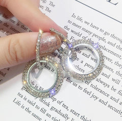 New design creative jewelry high-grade elegant crystal earrings round Gold and silver earrings wedding party earrings for woman