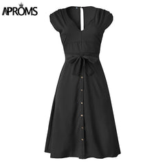 Aproms Vintage Stripe Print Midi Dress Women Elegant Deep V Sash Tie Up Bodycon Dresses Female Summer Streetwear Sundresses 2019