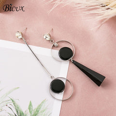 BICUX Vintage Acrylic Statement Drop Earrings for Women 2019 Fashion Jewelry Korean Metal Geometric Gold Hanging Dangle Earring