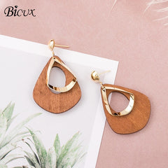 BICUX Vintage Acrylic Statement Drop Earrings for Women 2019 Fashion Jewelry Korean Metal Geometric Gold Hanging Dangle Earring