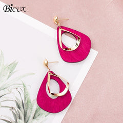 BICUX Vintage Acrylic Statement Drop Earrings for Women 2019 Fashion Jewelry Korean Metal Geometric Gold Hanging Dangle Earring