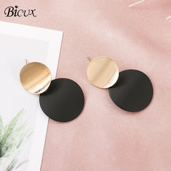 BICUX Vintage Acrylic Statement Drop Earrings for Women 2019 Fashion Jewelry Korean Metal Geometric Gold Hanging Dangle Earring