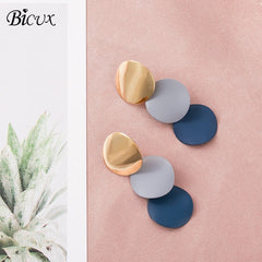 BICUX Vintage Acrylic Statement Drop Earrings for Women 2019 Fashion Jewelry Korean Metal Geometric Gold Hanging Dangle Earring