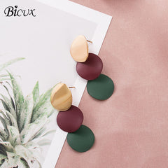 BICUX Vintage Acrylic Statement Drop Earrings for Women 2019 Fashion Jewelry Korean Metal Geometric Gold Hanging Dangle Earring