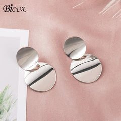 BICUX Vintage Acrylic Statement Drop Earrings for Women 2019 Fashion Jewelry Korean Metal Geometric Gold Hanging Dangle Earring