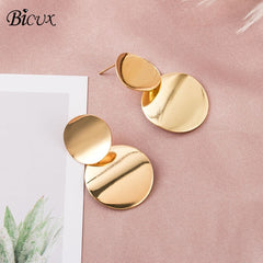 BICUX Vintage Acrylic Statement Drop Earrings for Women 2019 Fashion Jewelry Korean Metal Geometric Gold Hanging Dangle Earring